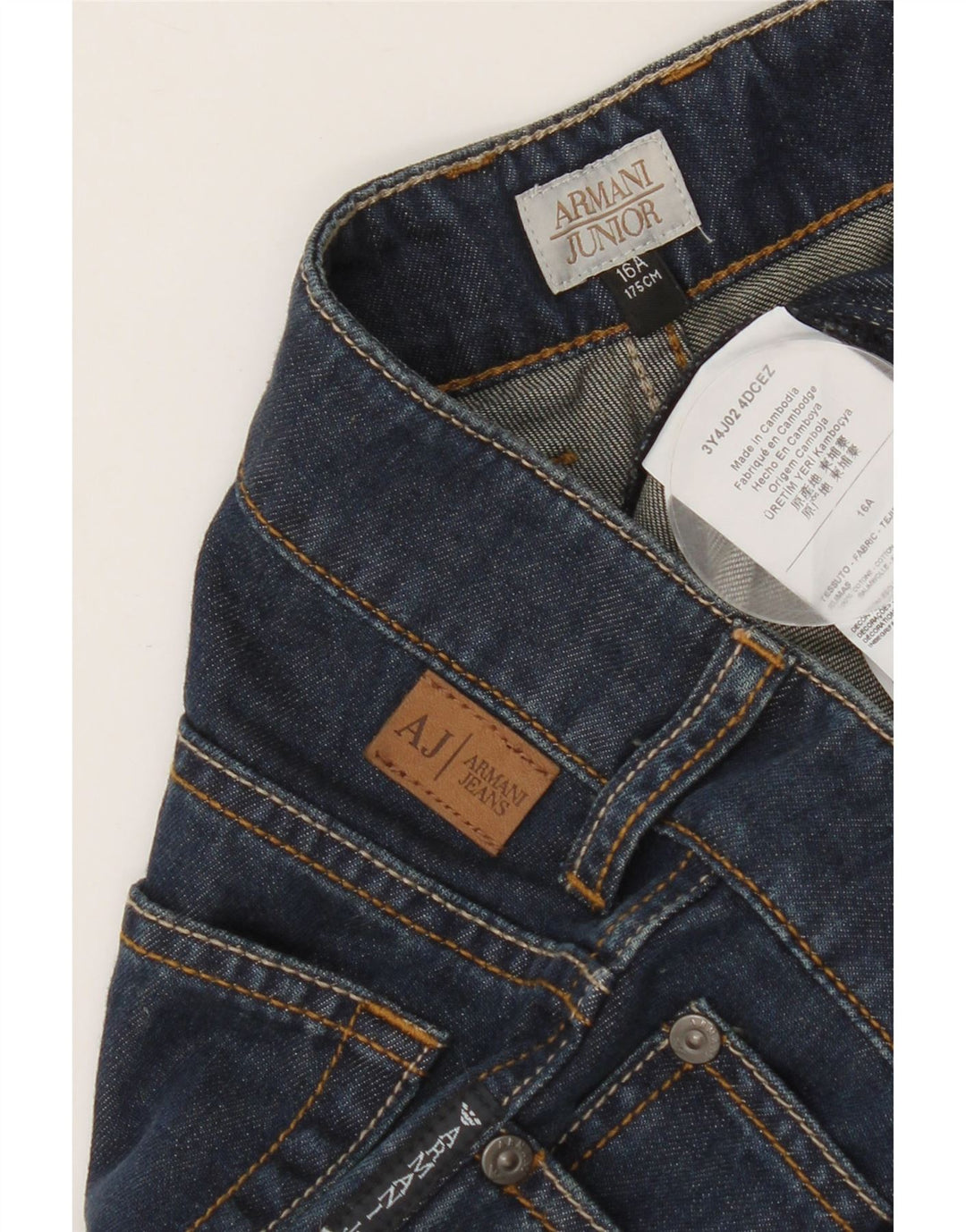 ARMANI JUNIOR Boys Slim Jeans 15-16 Years W32 L33 Blue Cotton