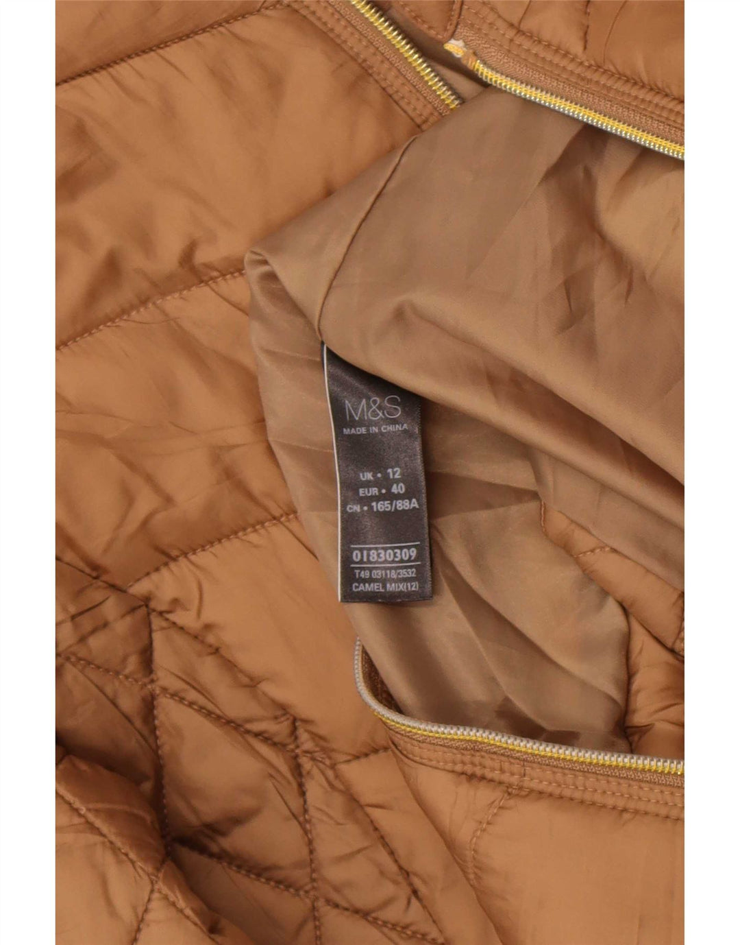 Marks & Spencer Womens Padded Jacket UK 12 Medium Beige Polyester