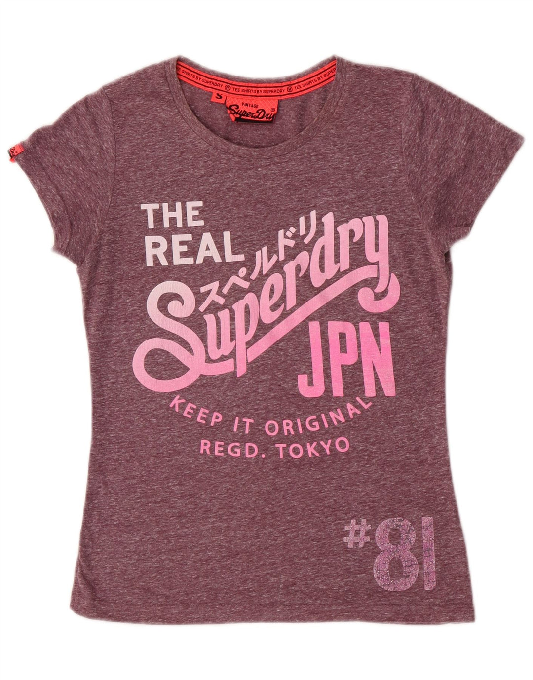 Superdry Womens Graphic T-Shirt Top UK 10 Small Purple Polyester