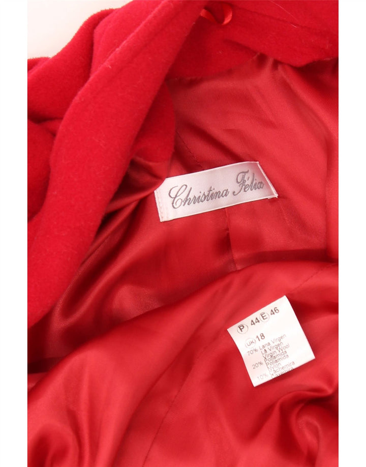 CHRISTINA FELIX Womens Overcoat UK 18 XL Red Wool Vintage Christina Felix and Second-Hand Christina Felix from Messina Hembry 