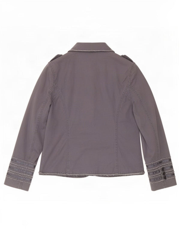 Ben Sherman Womens Military 2 Button Blazer Jacket UK 14 Large Grey Cotton