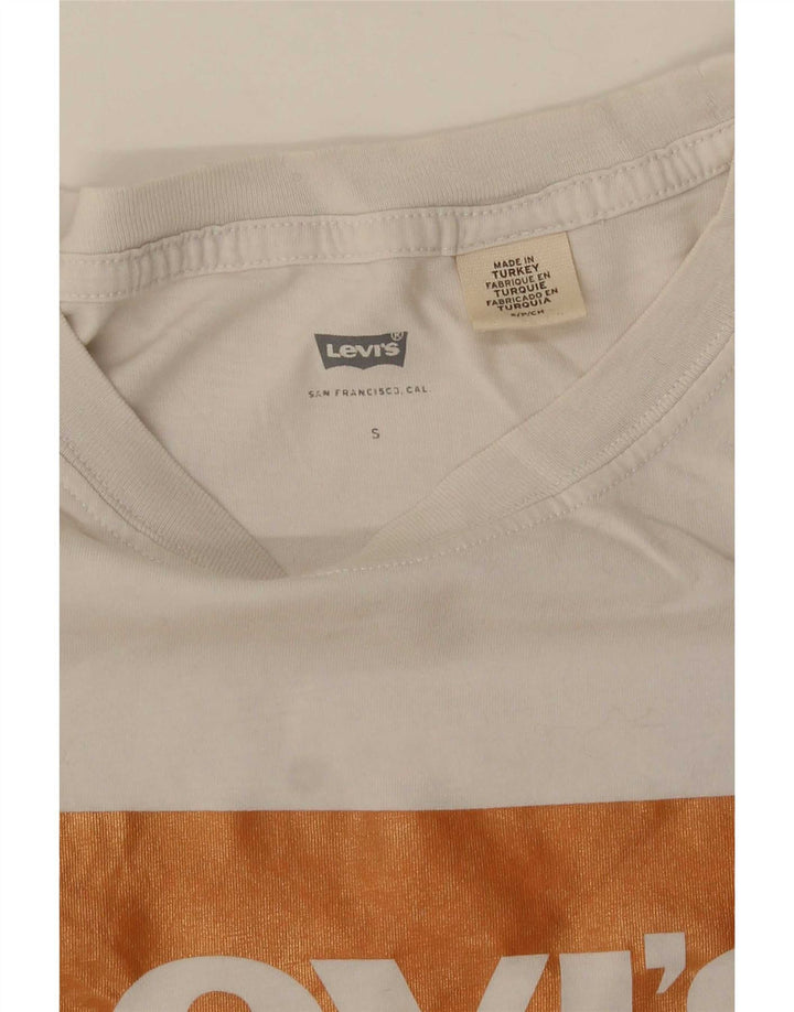 Levi's Womens Crop Oversized Graphic T-Shirt Top UK 10 Small White