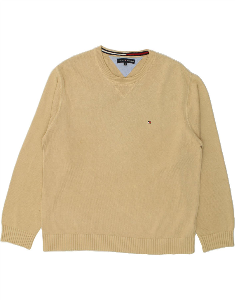 TOMMY HILFIGER Mens Boat Neck Jumper Sweater XL Beige Cotton | Vintage Tommy Hilfiger | Thrift | Second-Hand Tommy Hilfiger | Used Clothing | Messina Hembry 