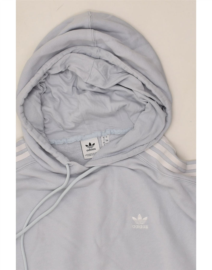 ADIDAS Womens Oversized Crop Hoodie Jumper UK 12 Medium  Blue Cotton | Vintage Adidas | Thrift | Second-Hand Adidas | Used Clothing | Messina Hembry 