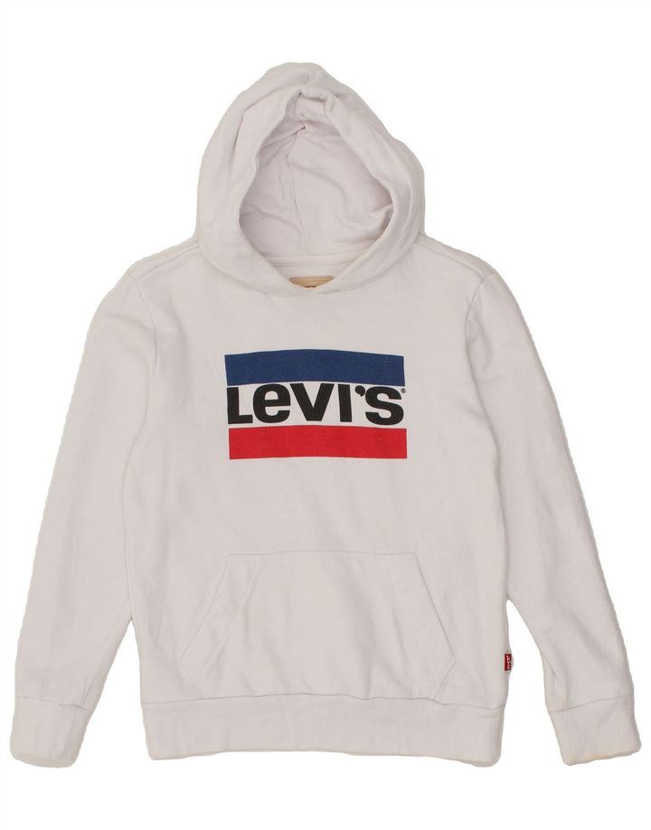 LEVI'S Boys Graphic Hoodie Jumper 11-12 Years White Cotton Vintage Levi's and Second-Hand Levi's from Messina Hembry 