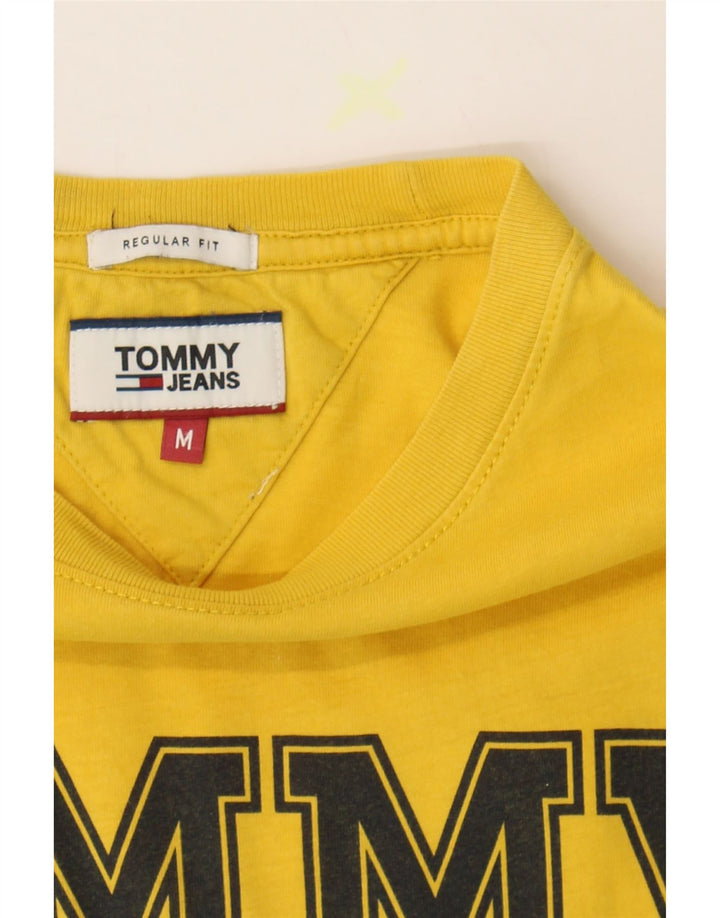TOMMY HILFIGER Mens Regular Fit Graphic T-Shirt Top Medium Yellow Cotton Vintage Tommy Hilfiger and Second-Hand Tommy Hilfiger from Messina Hembry 