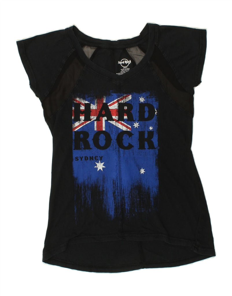 HARD ROCK CAFE Womens Sidney Graphic T-Shirt Top UK 10 Small Black Cotton Vintage Hard Rock Cafe and Second-Hand Hard Rock Cafe from Messina Hembry 