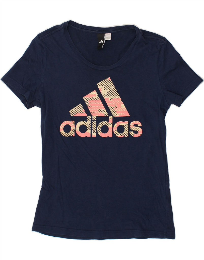 ADIDAS Girls Graphic T-Shirt Top 13-14 Years Navy Blue | Vintage Adidas | Thrift | Second-Hand Adidas | Used Clothing | Messina Hembry 