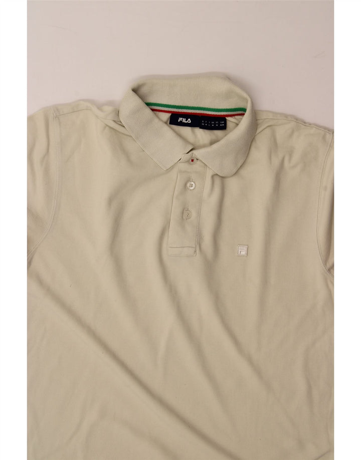 FILA Mens Polo Shirt Medium White Vintage Fila and Second-Hand Fila from Messina Hembry 