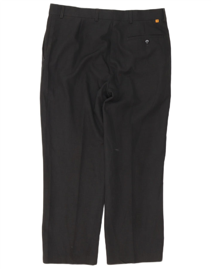 FARAH Mens Straight Suit Trousers W36 L28 Black Polyester
