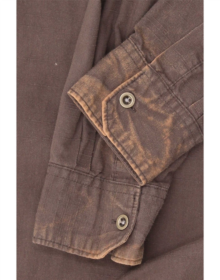 Wrangler Mens Regular Fit Shirt Small Brown Cotton