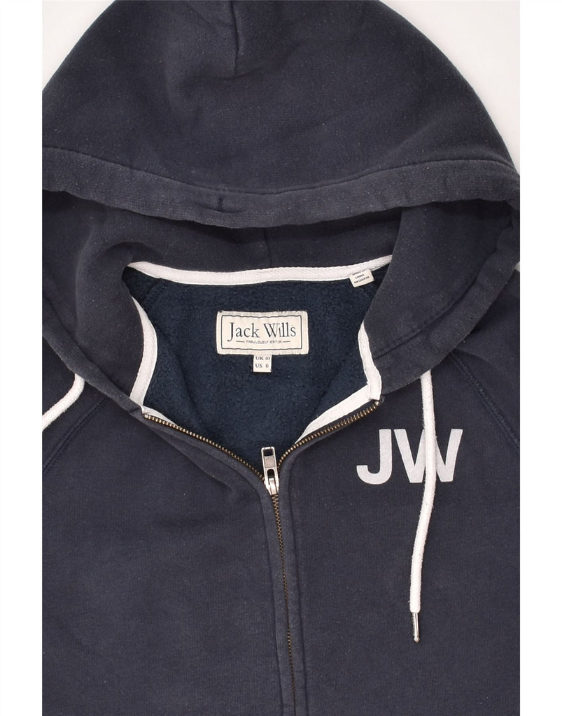 JACK WILLS Womens Zip Hoodie Sweater UK 10 Small Navy Blue Cotton | Vintage Jack Wills | Thrift | Second-Hand Jack Wills | Used Clothing | Messina Hembry 