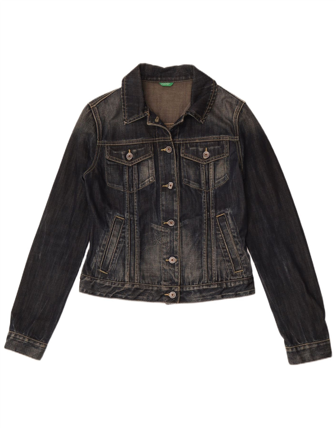 Benetton Womens Denim Jacket UK 12 Medium Navy Blue