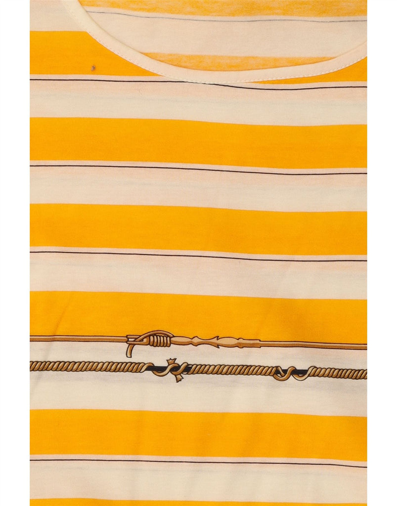 GUCCI Womens Vintage Graphic T-Shirt Dress EU 40 Medium Yellow Striped 80s Vintage Gucci and Second-Hand Gucci from Messina Hembry 