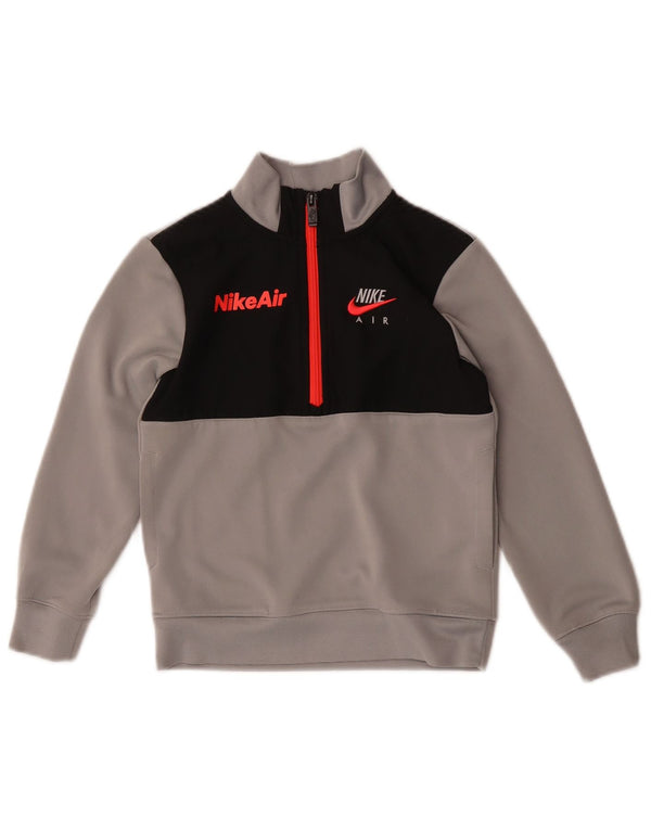 Nike Boys Nike Air Zip Neck Sweatshirt Jumper 5-6 Years Grey Colourblock