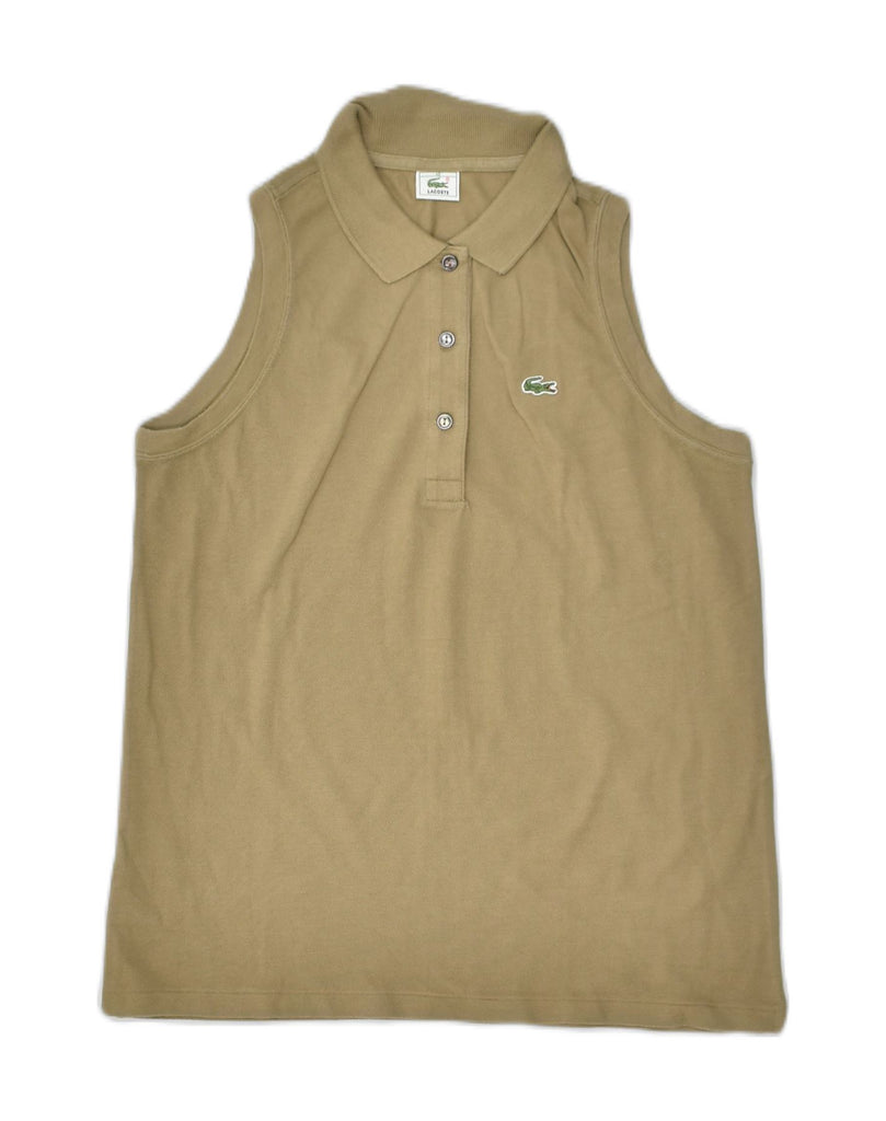 LACOSTE Womens Sleeveless Polo Shirt Size 40 Medium Khaki Cotton | Vintage Lacoste | Thrift | Second-Hand Lacoste | Used Clothing | Messina Hembry 