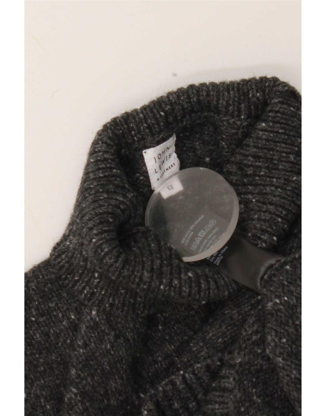 John Lewis Womens Turtle Neck Jumper Sweater UK 12 Medium Grey Flecked Wool