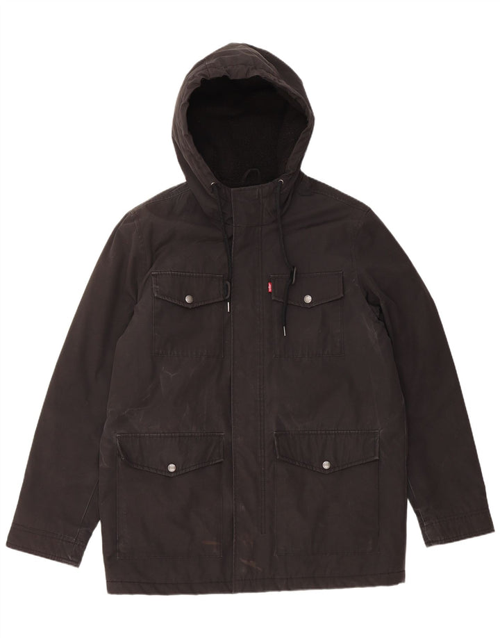 Levi's Mens Hooded Windbreaker Jacket UK 38 Medium Black Polyester