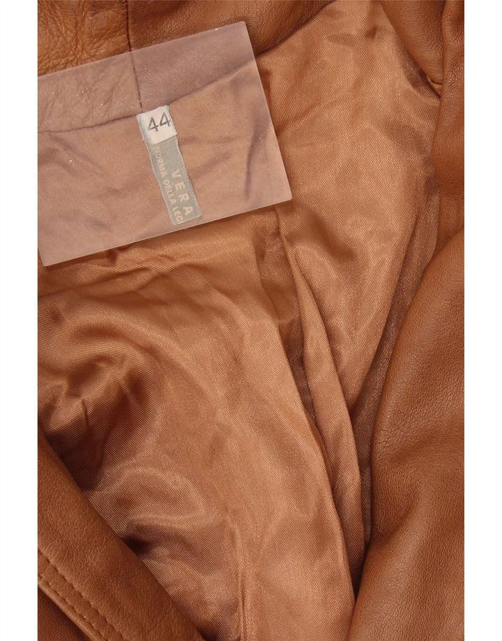 VINTAGE Mens Military Leather Jacket UK 44 2XL Brown Leather