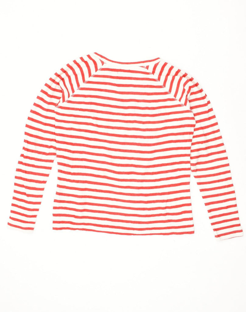 SUPERDRY Womens Graphic Top Long Sleeve UK 12 Medium Red Striped Cotton | Vintage Superdry | Thrift | Second-Hand Superdry | Used Clothing | Messina Hembry 