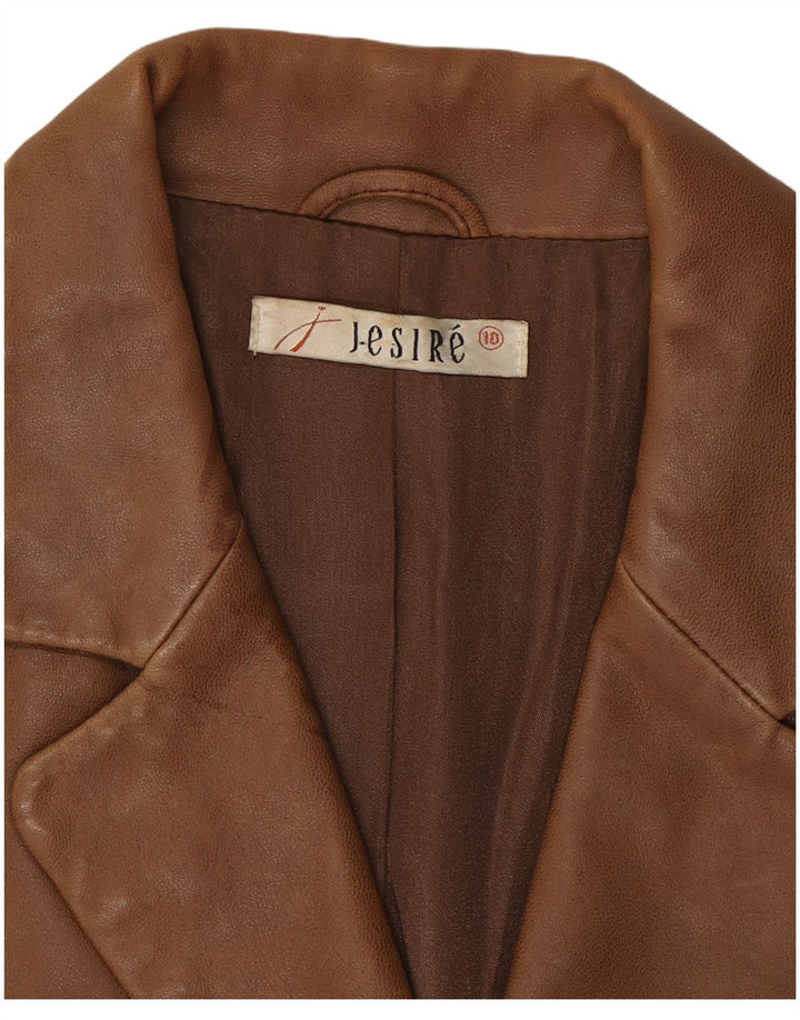Jesire Womens Leather Jacket UK 10 Small Brown