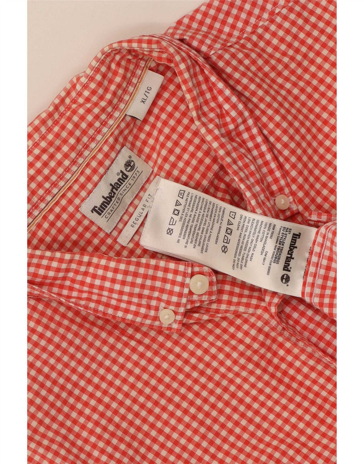 Timberland Mens Shirt XL Red Gingham Cotton