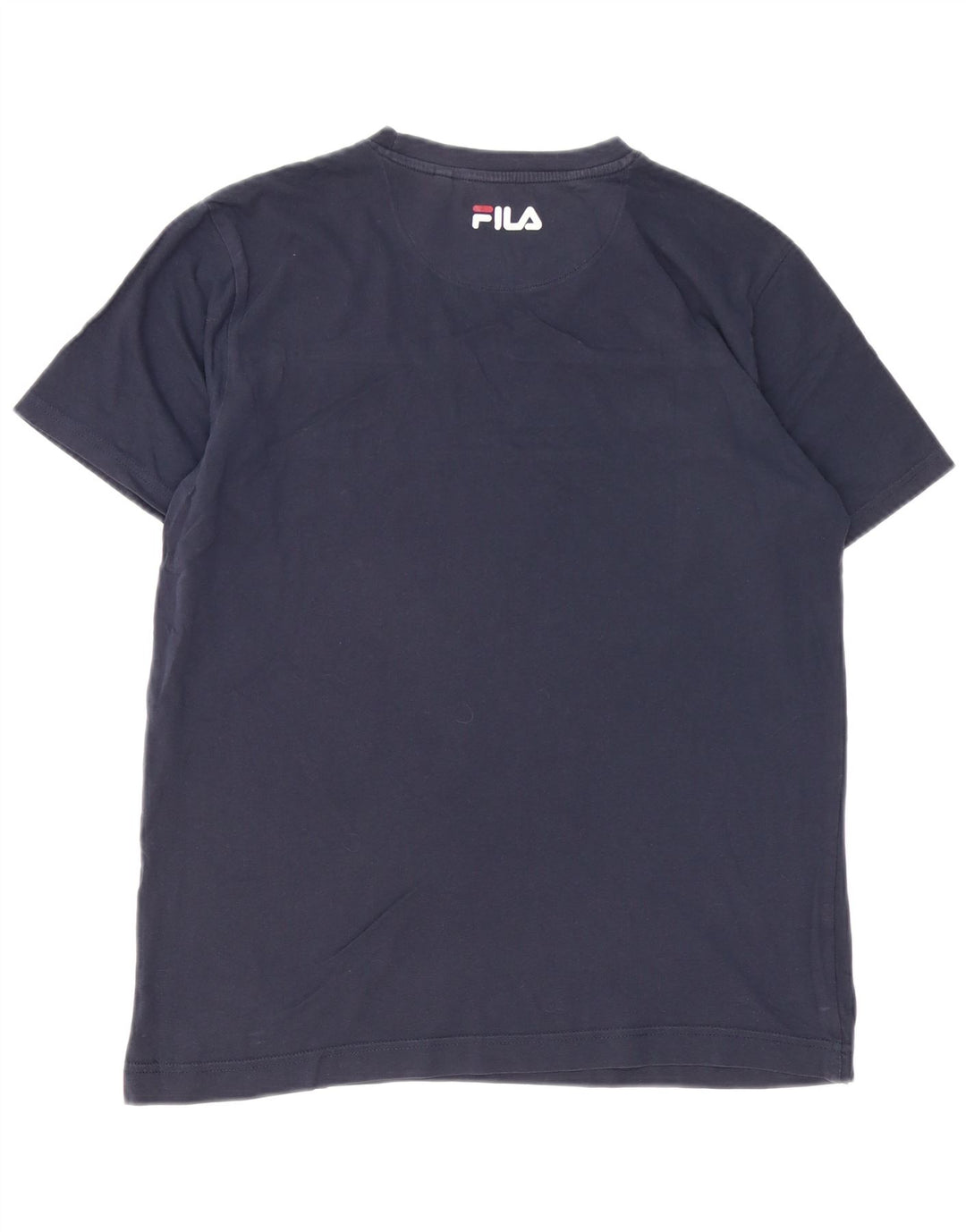 FILA Mens Graphic T-Shirt Top Medium Navy Blue Colourblock