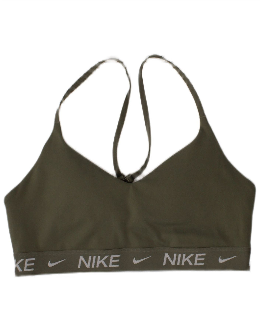 Nike Womens Graphic Sport Bra Top Small Khaki Polyester Sports