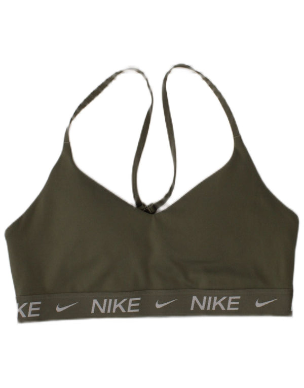 Nike Womens Graphic Sport Bra Top Small Khaki Polyester Sports