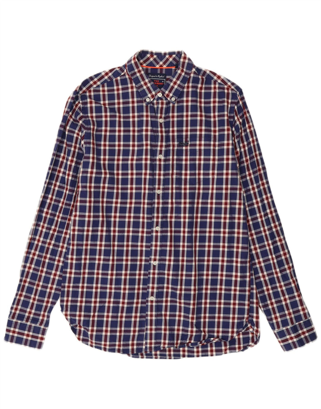 Superdry Mens Shirt Large Blue Check Cotton