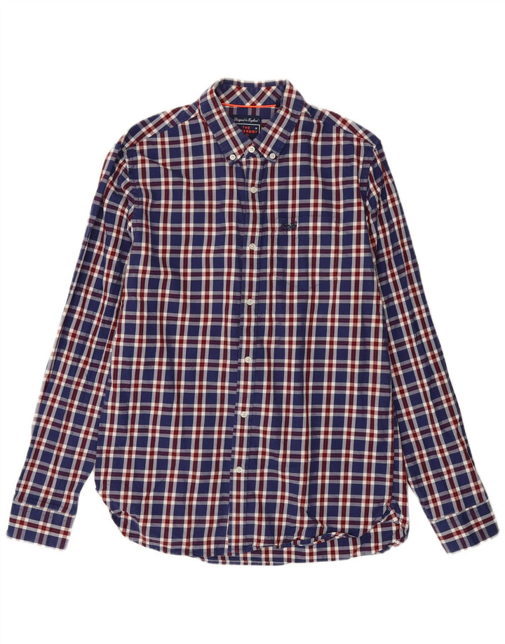 Superdry Mens Shirt Large Blue Check Cotton