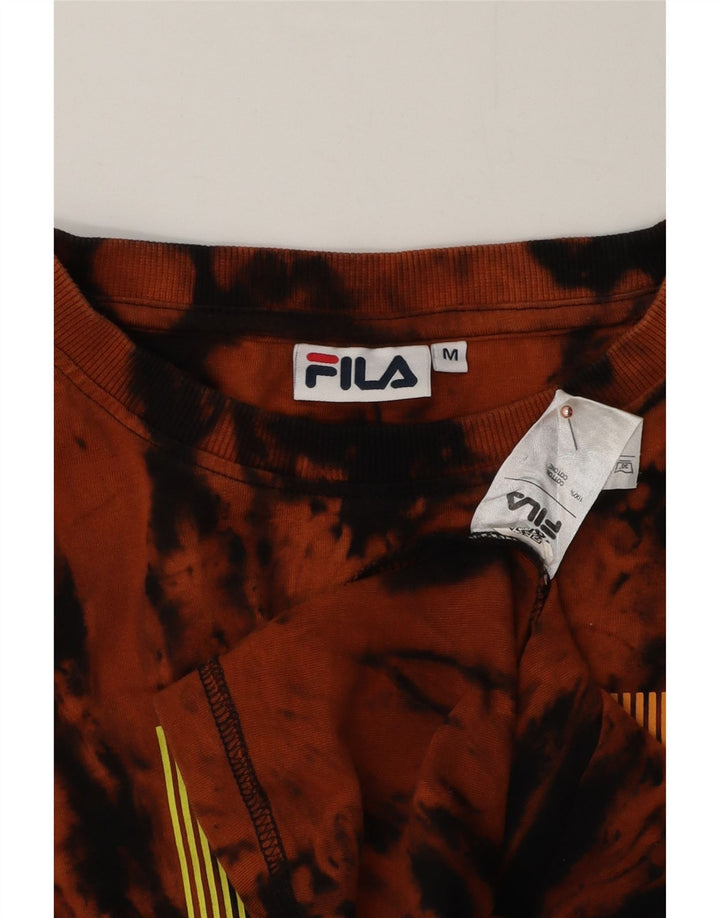 Fila Mens Graphic T-Shirt Top Medium Orange Tie Dye Cotton