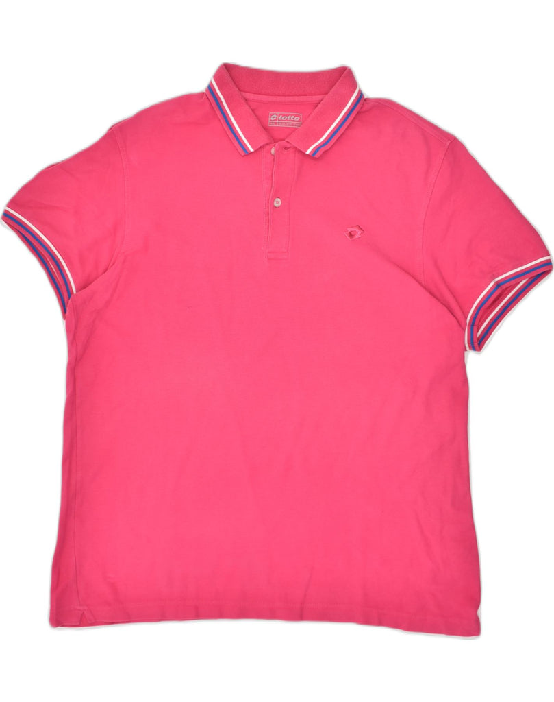 LOTTO Mens Slim Polo Shirt 2XL Pink Cotton | Vintage Lotto | Thrift | Second-Hand Lotto | Used Clothing | Messina Hembry 