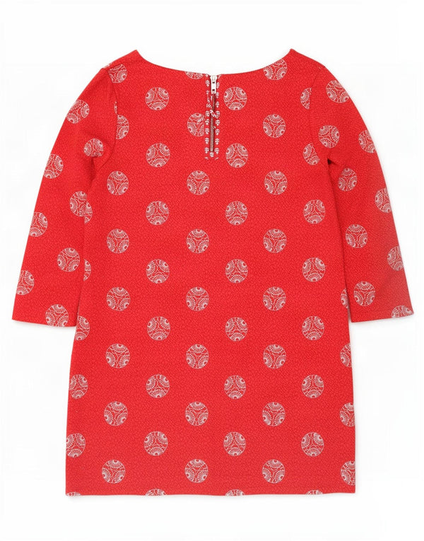 White Stuff Womens 3/4 Sleeve Basic Dress UK 12 Medium Red Geometric
