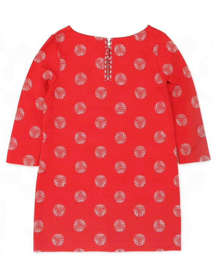 White Stuff Womens 3/4 Sleeve Basic Dress UK 12 Medium Red Geometric