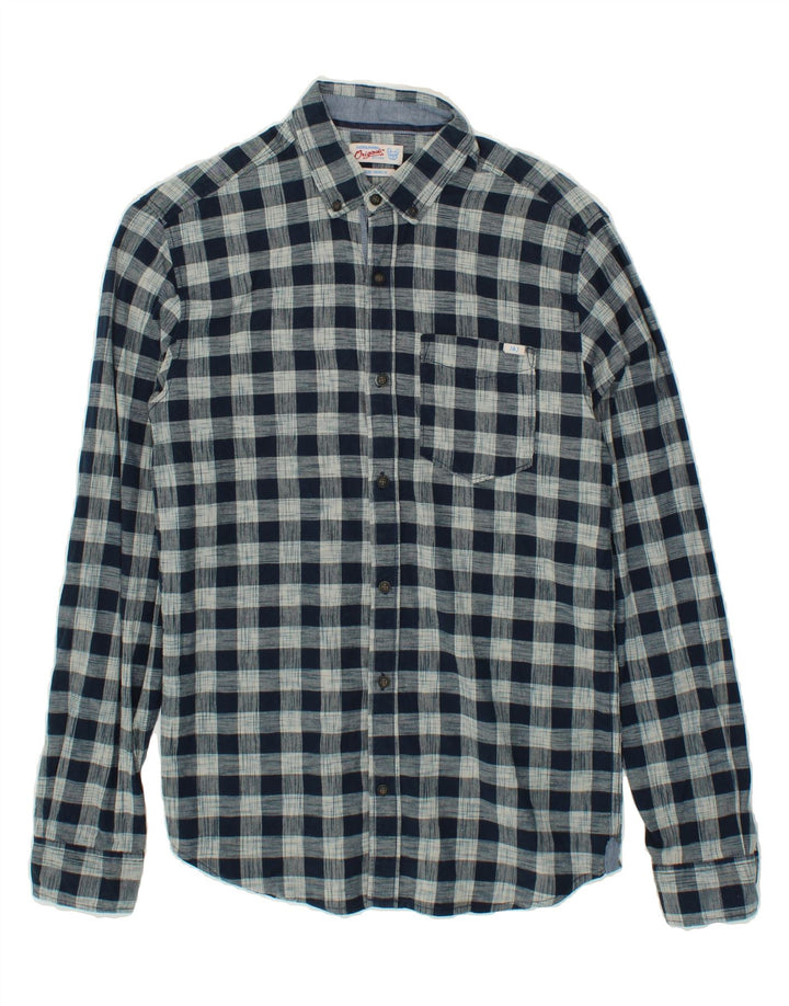 JACK & JONES Mens Shirt Medium Navy Blue Check Vintage Jack & Jones and Second-Hand Jack & Jones from Messina Hembry 