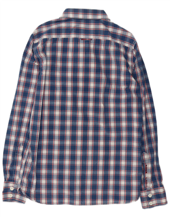 Superdry Mens Shirt Large Blue Check Cotton
