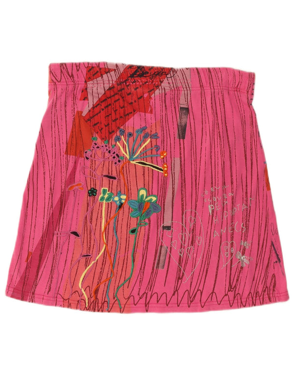 Desigual Womens Graphic Mini Skirt Medium W34 Pink