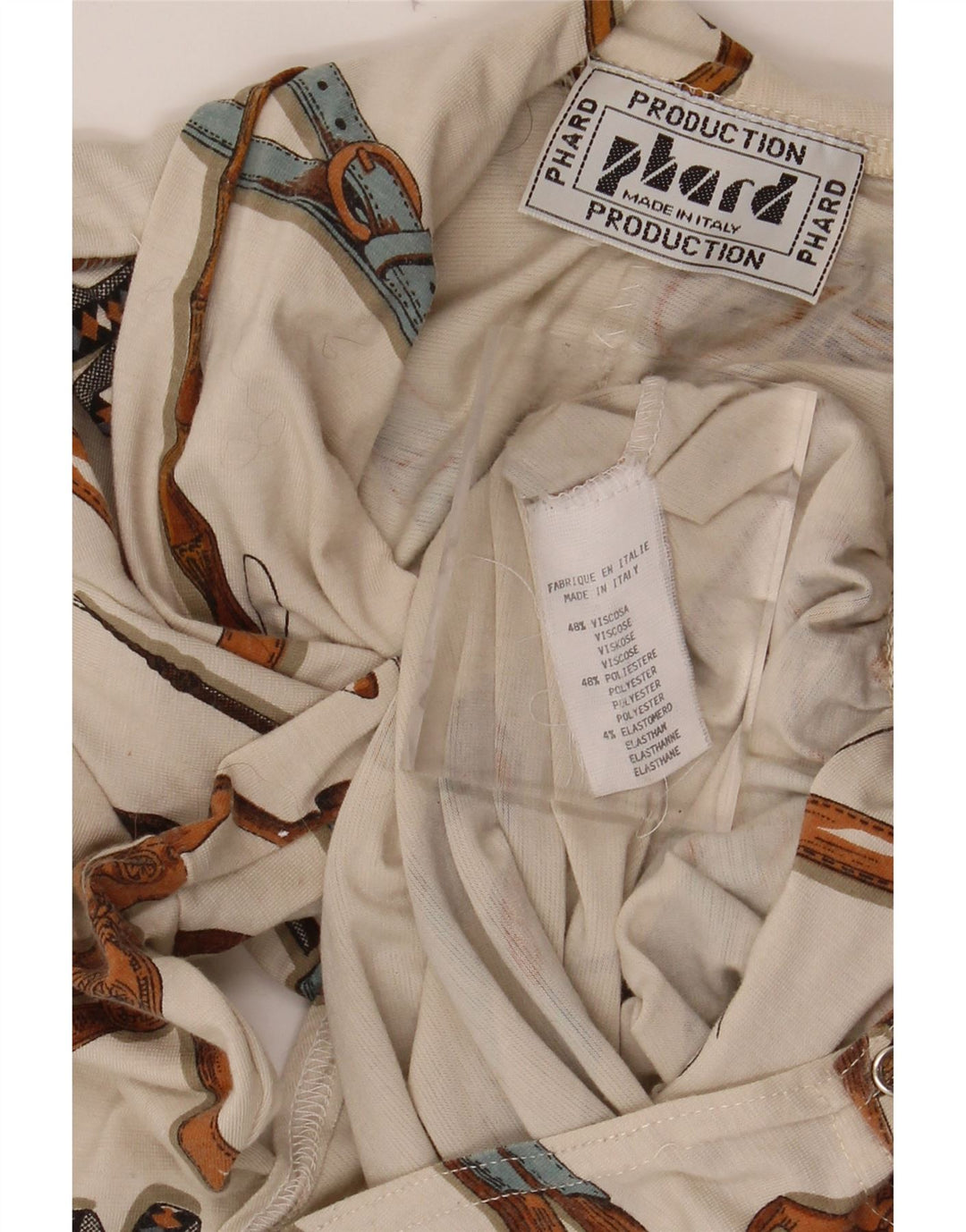 PHARD Womens Abstract Pattern Long Sleeve Bodysuit UK 12 Medium Off White