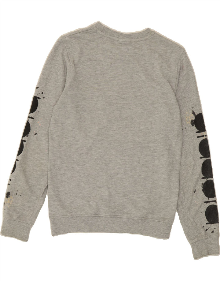 ADIDAS Womens Graphic Oversized Sweatshirt Jumper UK 10 Small Grey Vintage Adidas and Second-Hand Adidas from Messina Hembry 