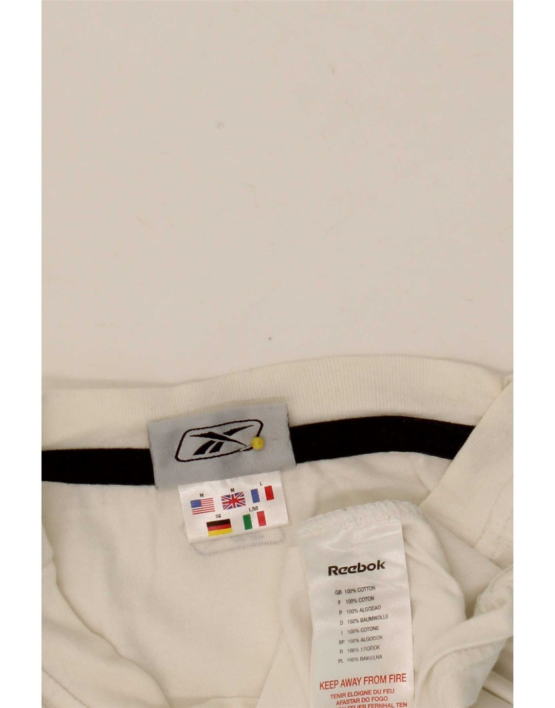 Reebok Mens T-Shirt Top Medium White Cotton
