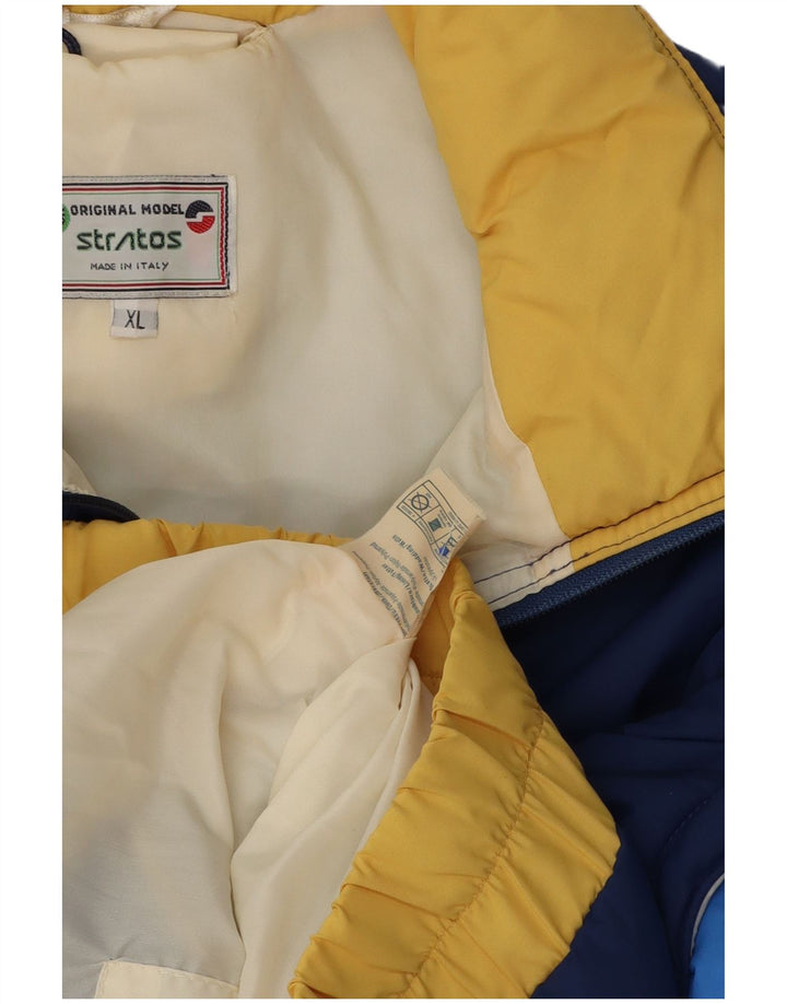 Stratos Mens Bomber Padded Jacket UK 42 XL Navy Blue Colourblock Polyamide