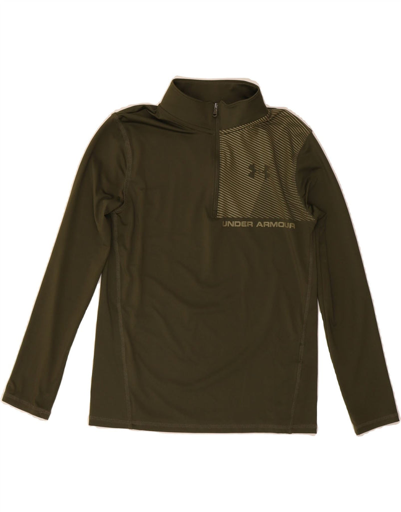 UNDER ARMOUR Boys Graphic Pullover Tracksuit Top 9-10 Years Medium Green Vintage Under Armour and Second-Hand Under Armour from Messina Hembry 