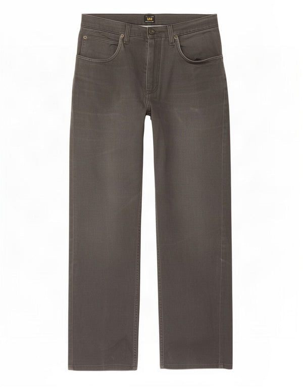 Lee Mens Brooklyn Straight Casual Trousers W32 L32 Grey Cotton