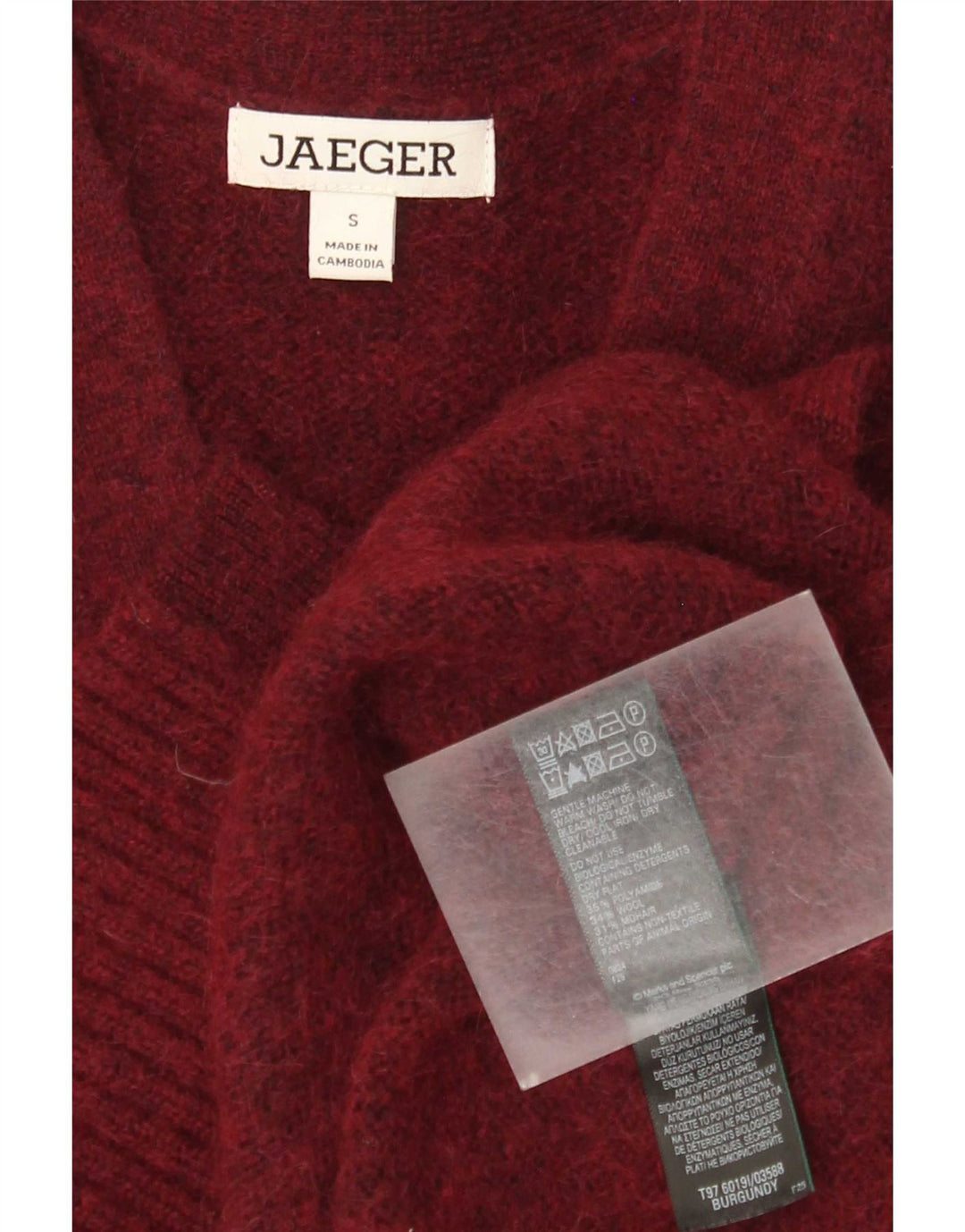 Jaeger Womens Cardigan Sweater UK 10 Small Burgundy Polyamide