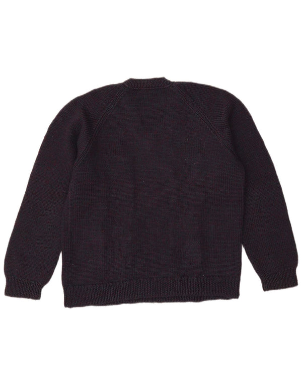 Vintage Womens V-Neck Jumper Sweater UK 16 Large Navy Blue