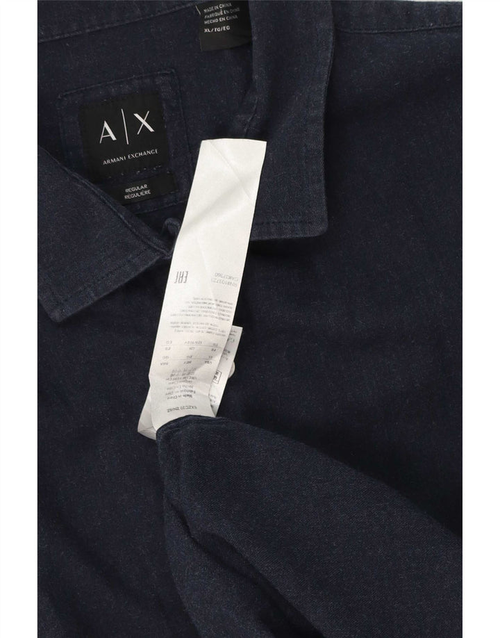 Armani Exchange Mens Shirt XL Navy Blue Cotton