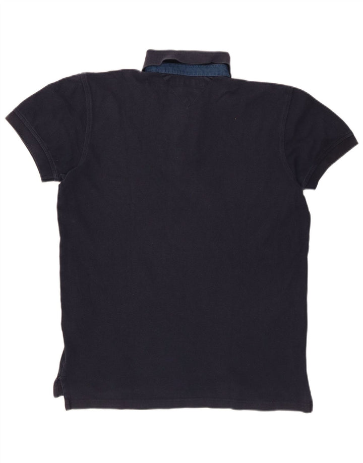 TOMMY HILFIGER Mens Polo Shirt Small Navy Blue Cotton