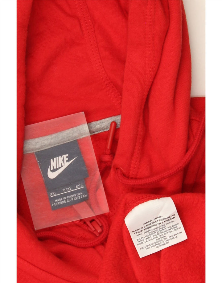 Nike Mens Zip Hoodie Sweater 2XL Red Cotton