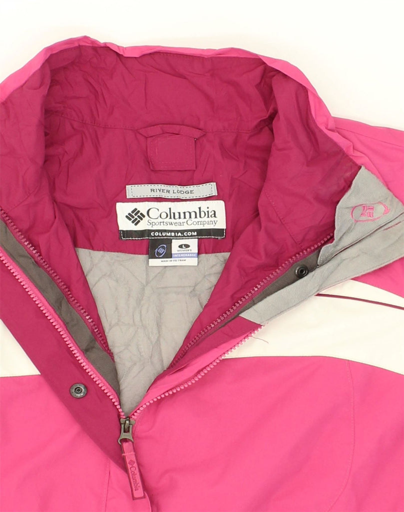 COLUMBIA Womens Windbreaker Jacket UK 16 Large Pink Colourblock Nylon | Vintage Columbia | Thrift | Second-Hand Columbia | Used Clothing | Messina Hembry 